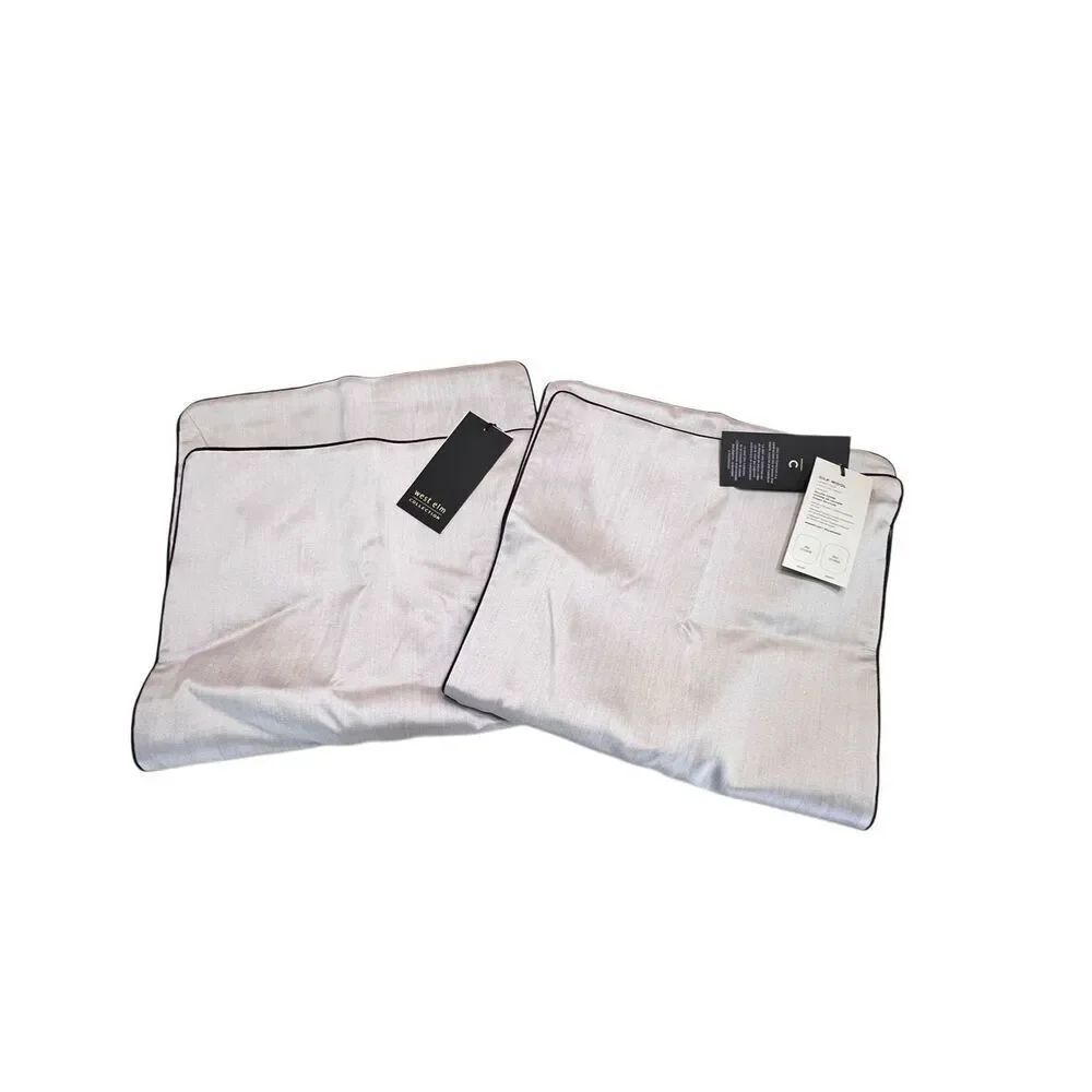 Lot of 2 West Elm Gray Silk Wool Rectangle Throw Pillow Covers NWT